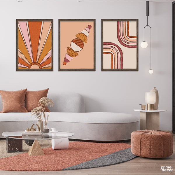 Beautiful Brown & Beige Abstract Design (3 Panel) Abstract Wall Art - Prime Décor