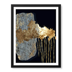 Dark Blue Grey & Gold Metallic Design | Abstract Office Artwork #0012 - Prime Décor
