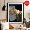 Dark Blue Grey & Gold Metallic Design | Abstract Office Artwork #0012