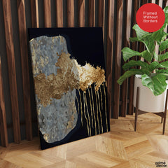 Dark Blue Grey & Gold Metallic Design | Abstract Office Artwork #0012 - Prime Décor