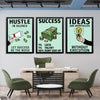 Hustle Success Ideas Typography Motivation (3 Panel) Motivational Wall Art