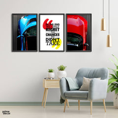 Don't Regret the Chances (3 Panel) Motivational Wall Art