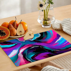 Violet Blue & Vivid Pink Abstract Acrylic Fluid Style | Table Runner and Placemat Set