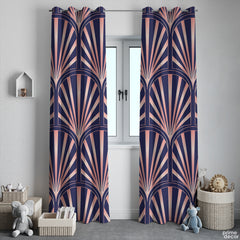 Rose Copper Blue Pattern | Abstract Curtains #131