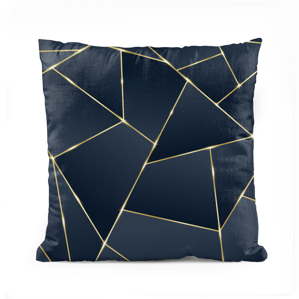 Blue & Golden Foil Geometric | Abstract Cushion #132 - Prime Décor