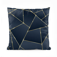 Blue & Golden Foil Geometric | Abstract Cushion #132 - Prime Décor