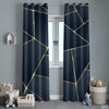 Blue & Golden Foil Geometric | Abstract Curtains #132