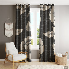 Monochromic Botanical Pattern | Floral Curtains #133