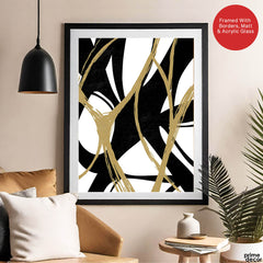 Black & Brown Abstract Design Over White Background | Abstract Office Artwork #00133 - Prime Décor
