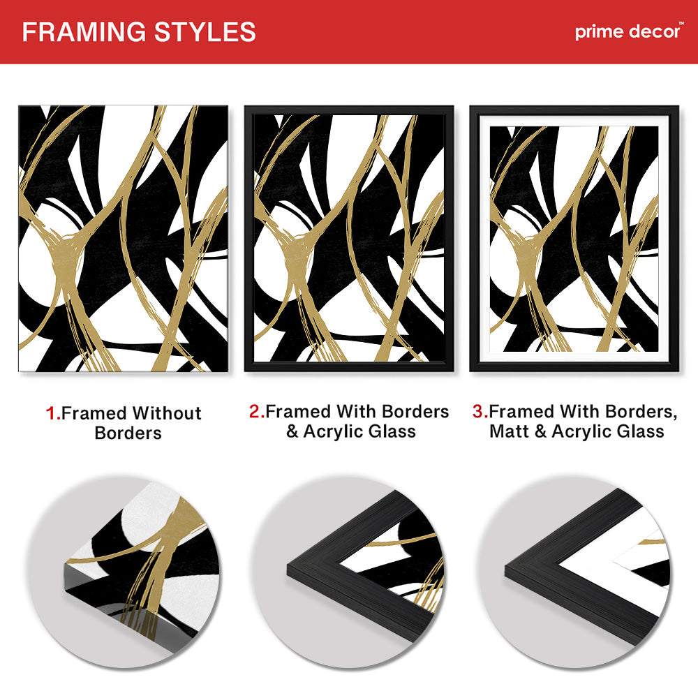 Black & Brown Abstract Design Over White Background | Abstract Office Artwork #00133 - Prime Décor