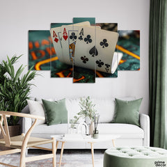 Poker Playing Cards (5 Panel) Game Wall Art