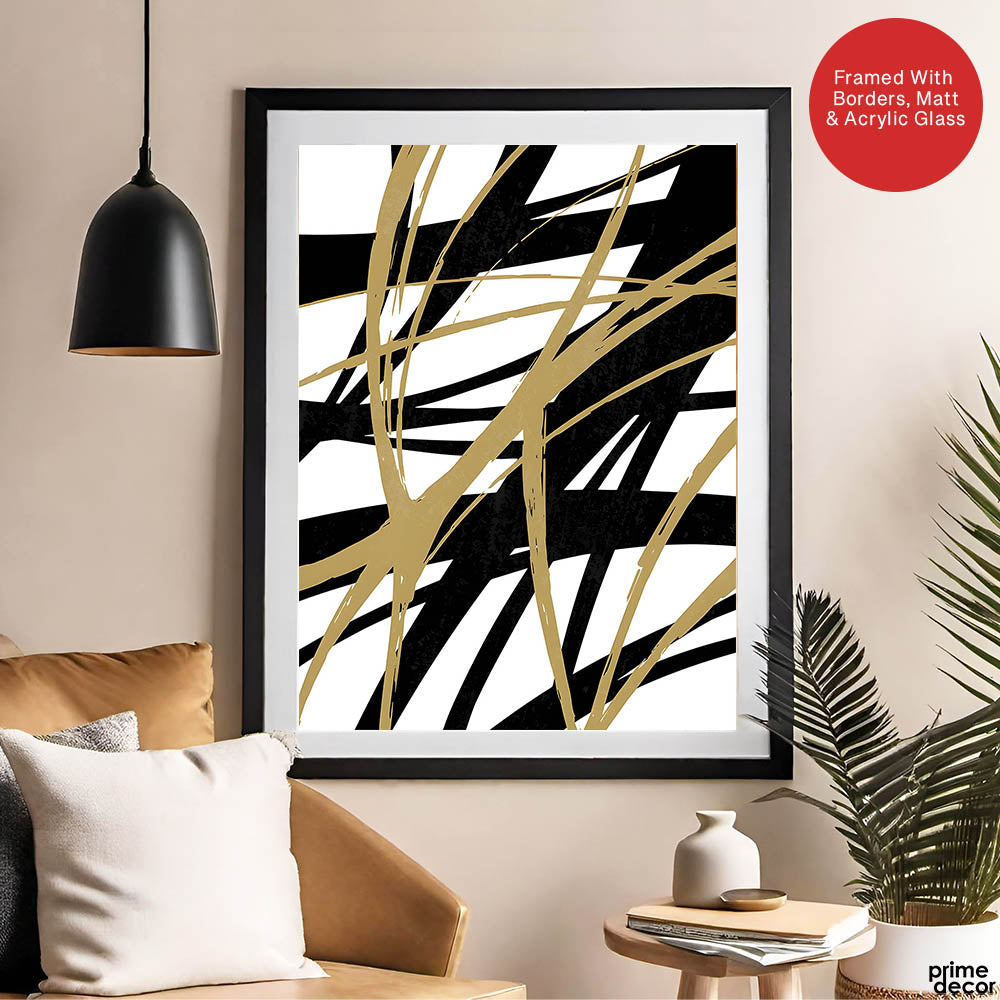 Black & Brown Abstract Design Over White Background | Abstract Office Artwork #00134 - Prime Décor
