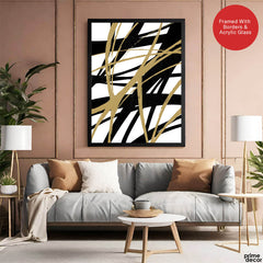 Black & Brown Abstract Design Over White Background | Abstract Office Artwork #00134 - Prime Décor