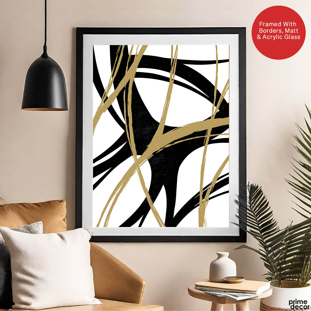 Black & Brown Abstract Design Over White Background | Abstract Office Artwork #00135 - Prime Décor