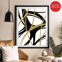 Black & Brown Abstract Design Over White Background | Abstract Office Artwork #00135 - Prime Décor