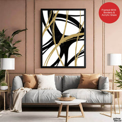 Black & Brown Abstract Design Over White Background | Abstract Office Artwork #00135 - Prime Décor