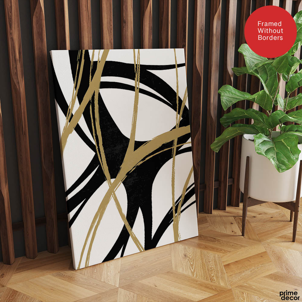 Black & Brown Abstract Design Over White Background | Abstract Office Artwork #00135 - Prime Décor