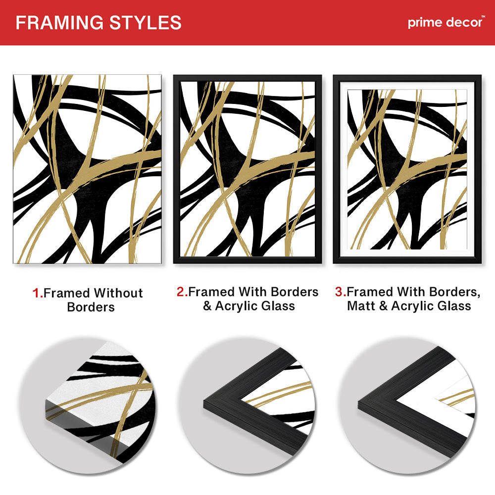 Black & Brown Abstract Design Over White Background | Abstract Office Artwork #00135 - Prime Décor
