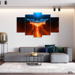 Batman Emblem On Fire (5 Panel) Movie Wall Art - Prime Décor