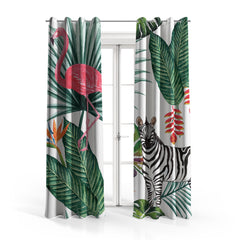 Zebra Flamingo Jungle Print | Nursery Curtains #136