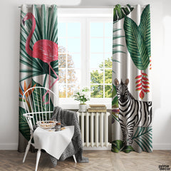 Zebra Flamingo Jungle Print | Nursery Curtains #136