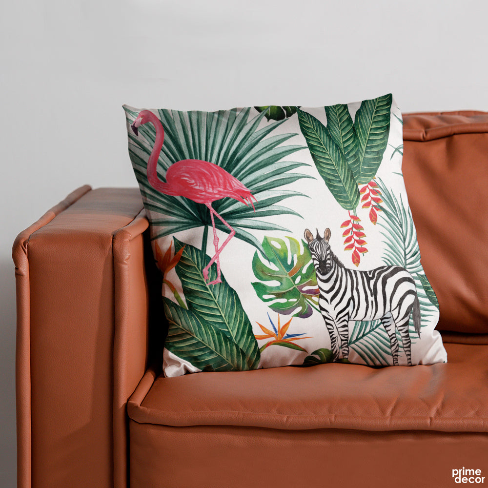 Zebra Flamingo Jungle Print | Nursery Cushion #136 - Prime Décor