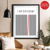 I Am Different Motivational Black & White Art Design | Abstract Motivational Artwork #00136