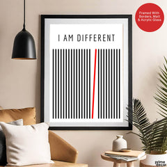 I Am Different Motivational Black & White Art Design | Abstract Motivational Artwork #00136 - Prime Décor