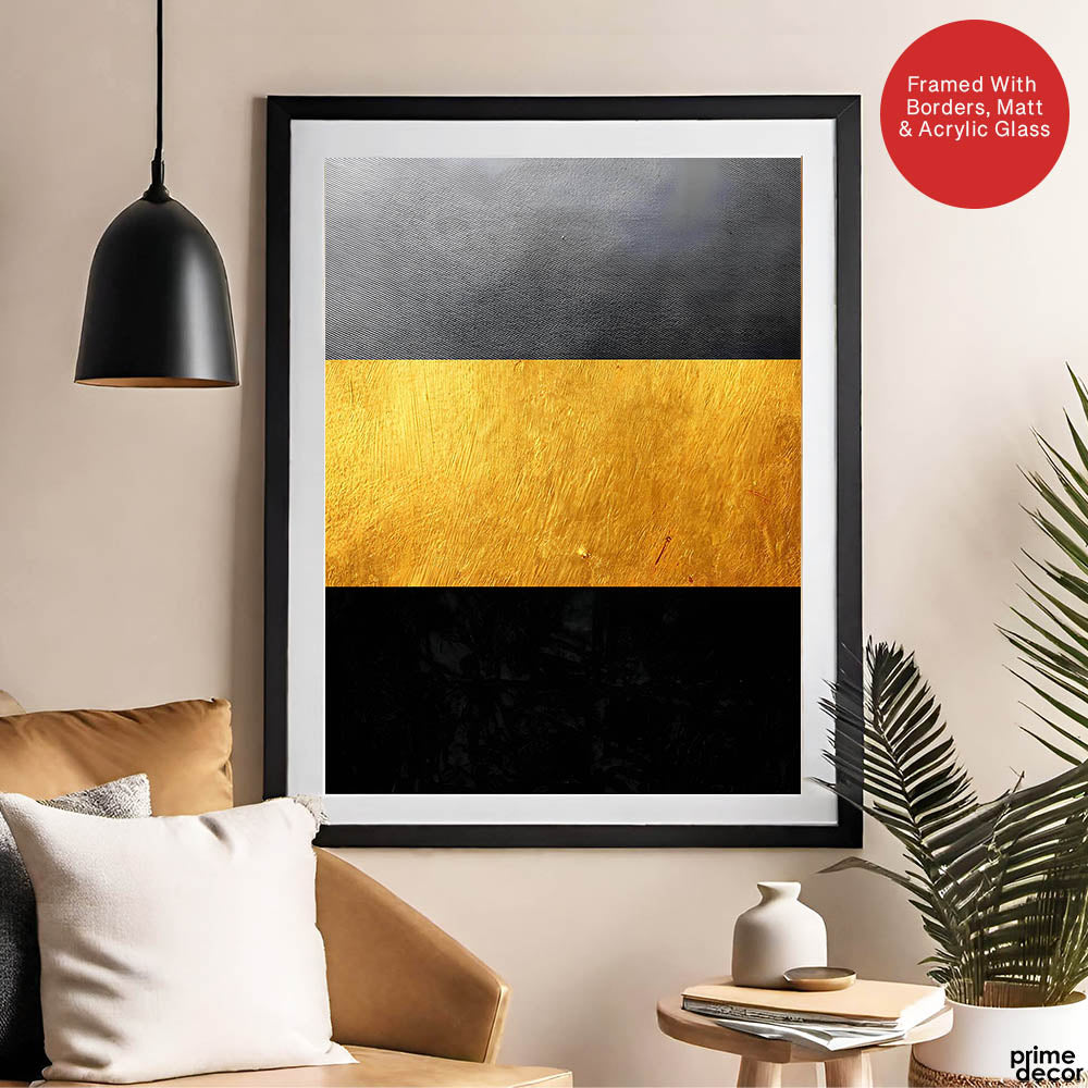 Black Gold & Grey Abstract Design | Abstract Office Artwork #00138 - Prime Décor