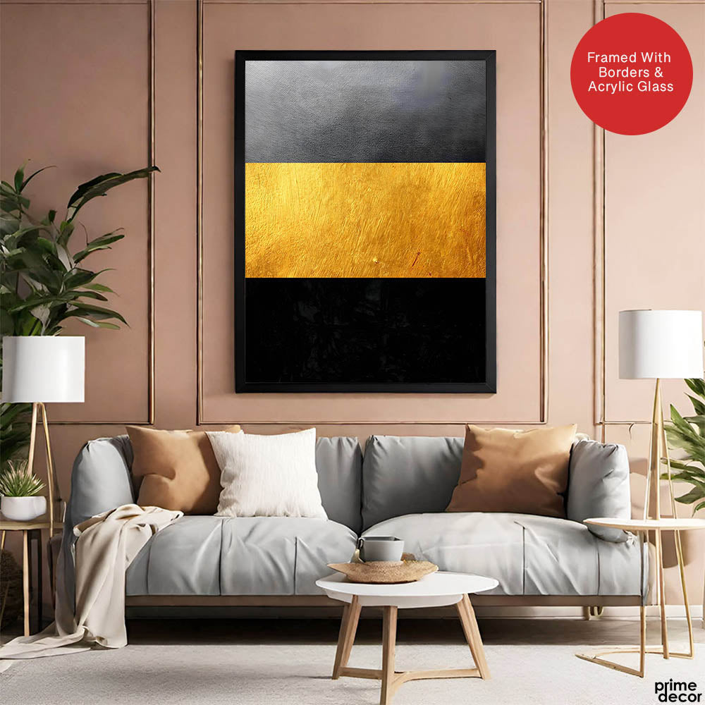 Black Gold & Grey Abstract Design | Abstract Office Artwork #00138 - Prime Décor