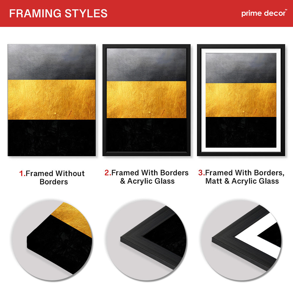 Black Gold & Grey Abstract Design | Abstract Office Artwork #00138 - Prime Décor