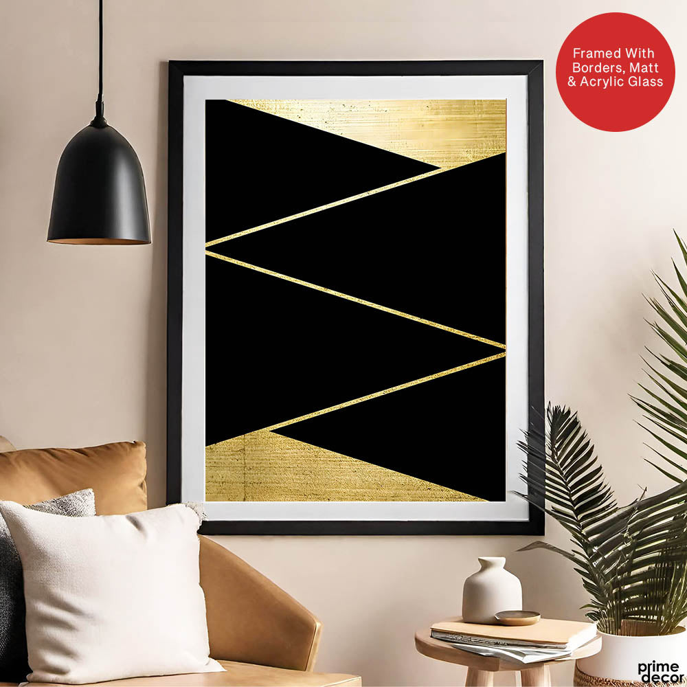 Black & Gold Abstract Design | Abstract Office Artwork #00139 - Prime Décor