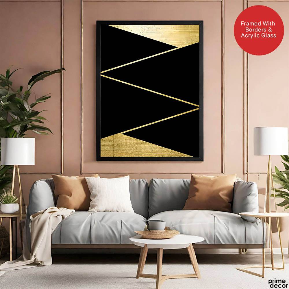 Black & Gold Abstract Design | Abstract Office Artwork #00139 - Prime Décor