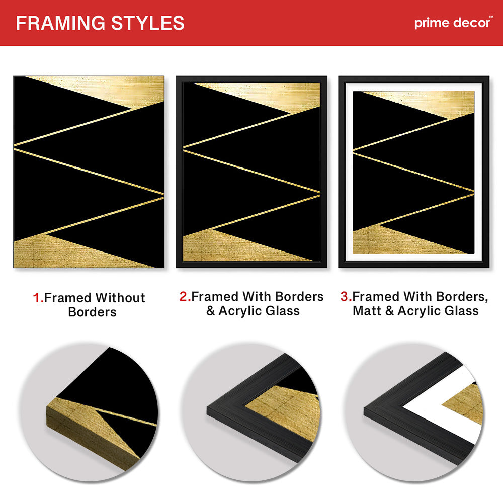 Black & Gold Abstract Design | Abstract Office Artwork #00139 - Prime Décor
