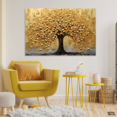 Beautiful Artwork Of A Golden Tree With Beans (Single Panel) Abstract Wall Art
