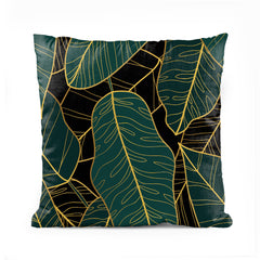 Emerald Green & Gold Leaves | Nordic Cushion #013 - Prime Décor