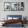 Beautiful White Flower Over Blue Background (3 Panel) Floral Wall Art - Prime Décor
