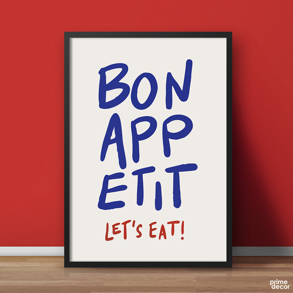 Bon Appetit Let's Eat Groovy Text | Food Wall Art - Prime Décor