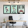 Optimism Plan Work Typography Motivation (3 Panel) Motivational Wall Art