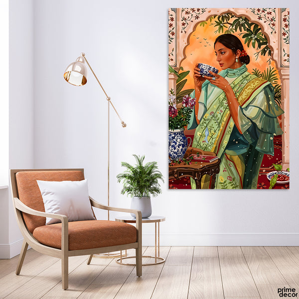 Beautiful Women In Cultural Dress Aesthetic Artwork (Single Panel) Fashion Wall Art