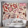 Red & Pink Salon Elements With Skin Background | Fashion Wallpaper Mural