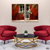 Crimson Bicycles (2 Panel) Abstract Wall Art