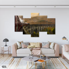Heavenly Train Journey (5 Panel) | Abstract Wall Art - Prime Décor