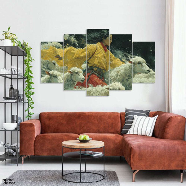 Traditional Mongolian Shepheard Artwork (5 Panel) Nature Wall Art
