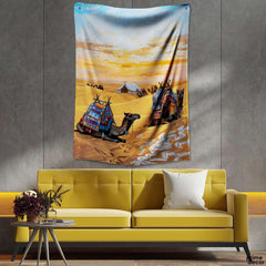 Beautiful Abstract Artwork Of Camels In The Desert | Nature Tapestry