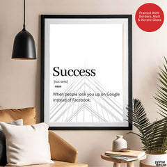 Success Motivational Quote Over White Background | Abstract Motivational Artwork #00140 - Prime Décor