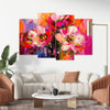 Beautiful Colorful Flowers Abstract Design (4 Panel) Abstract Wall Art