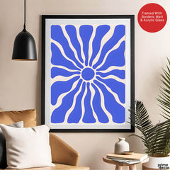 Tealish Blue Abstract Design Over Beige Background | Abstract Office Artwork #00142 - Prime Décor
