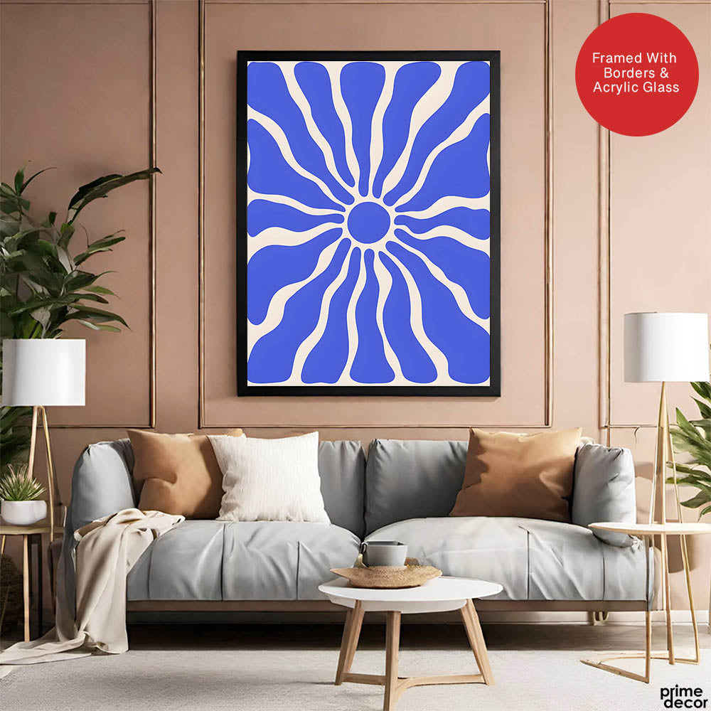 Tealish Blue Abstract Design Over Beige Background | Abstract Office Artwork #00142 - Prime Décor
