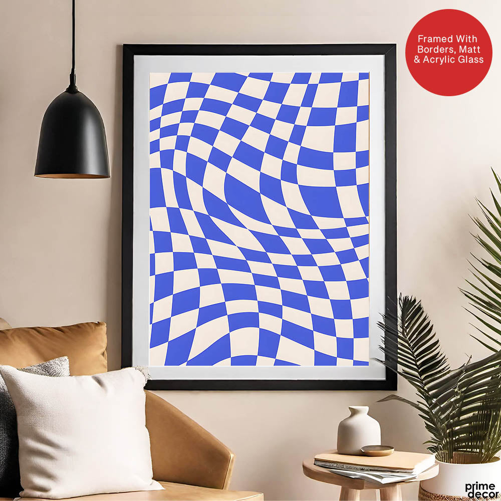 Tealish Blue Abstract Design Over Beige Background | Abstract Office Artwork #00143 - Prime Décor